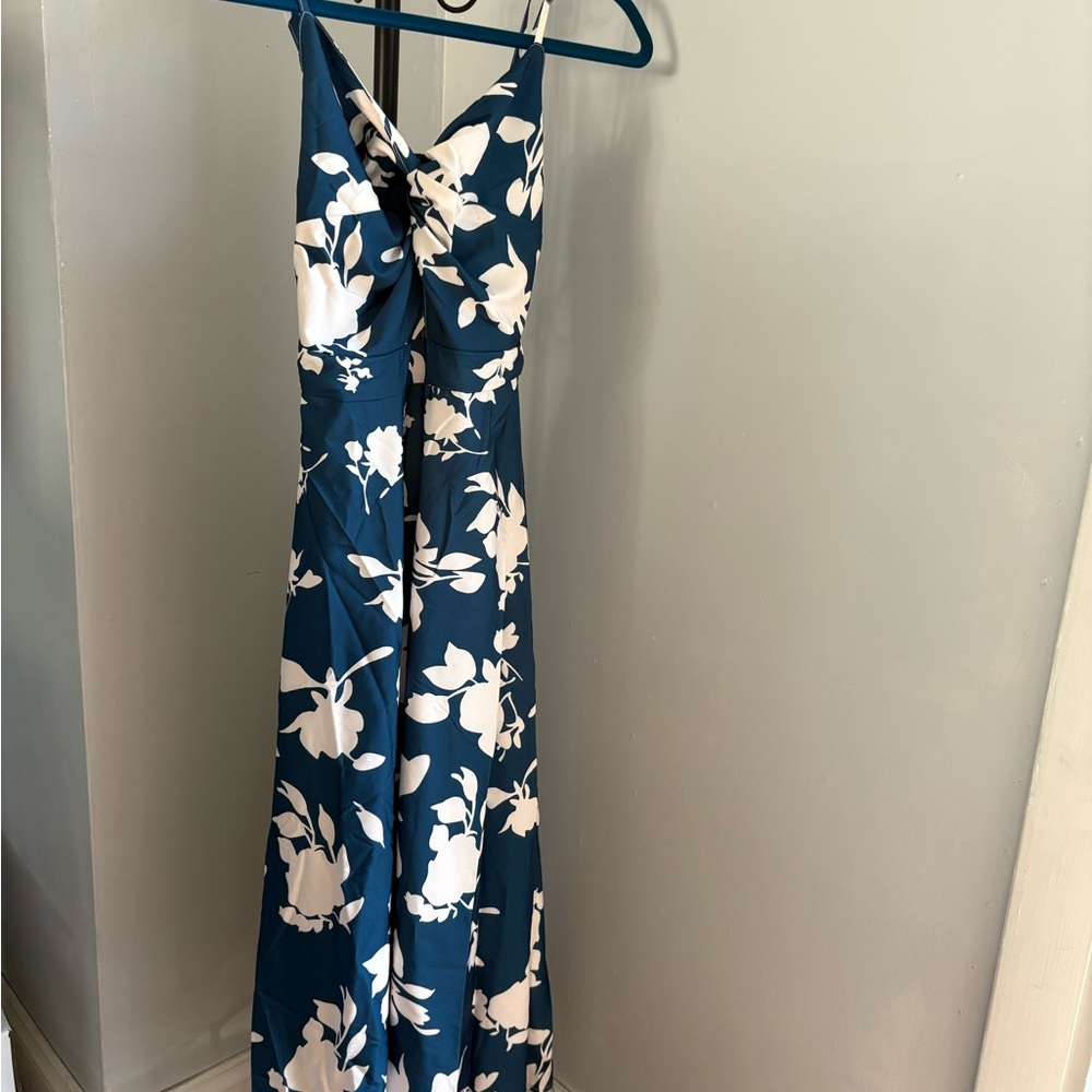 Floral Maxi Dress in Blue and White